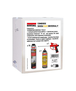 Combibox Soudafoam Universal P - 10 mousse polyuréthane + 1 pistolet à vis + 1 nettoyant