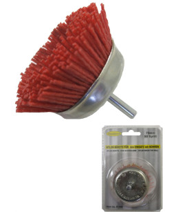 Brosse nylon pour perceuse - tige 6mm - brosse 75 mm
